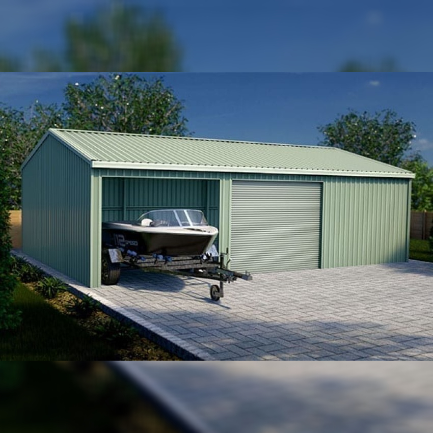  UBild Economy Double Garage with Workshop 8.69m x 6m with Roller Doors