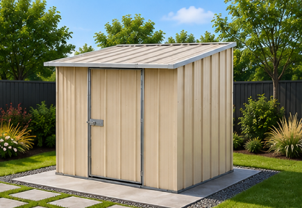 StoreMate S43 storage shed in Smooth Cream