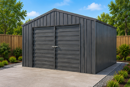 UBild 360 Portal Plus workshop building in Slate Grey